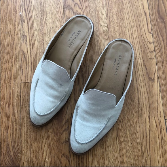 Everlane Shoes - Everlane Suede Beige Mules Slip On Loafers